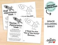 Spaced themed Teacher and Staff Appreciation Coloring Sheet - The Appreciation Shop