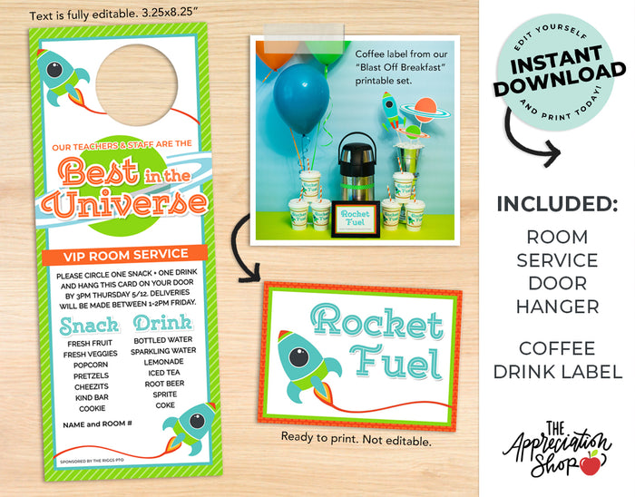 Space themed Teacher Appreciation Week Bundle for Room Parents - The Appreciation Shop