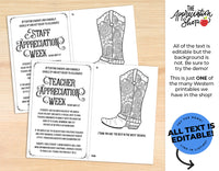 Western themed Appreciation Coloring Sheet (Fully Editable) - The Appreciation Shop