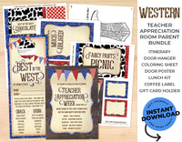 Western themed Teacher Appreciation Week Bundle for Room Parents - The Appreciation Shop