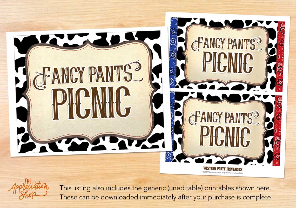 Fancy Pants Picnic Printables - The Appreciation Shop