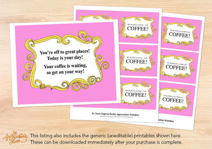 "The Places You'll Go... with Coffee!" Coffee Bar Printables - The Appreciation Shop