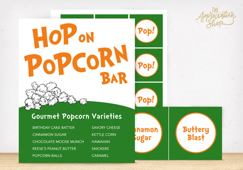 Hop on Popcorn Bar Printables - The Appreciation Shop