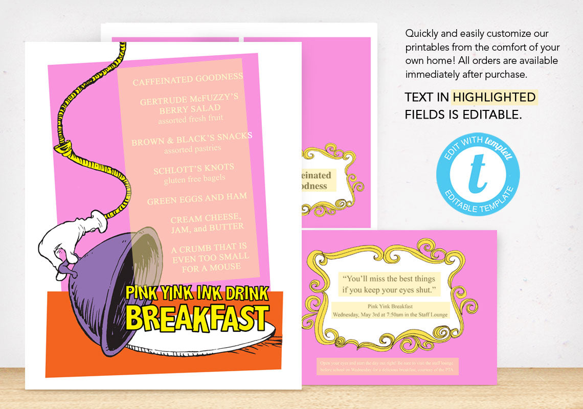 Pink Yink Breakfast Printables - The Appreciation Shop