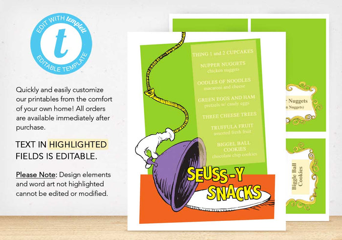 Seuss-y Snacks Printables - The Appreciation Shop