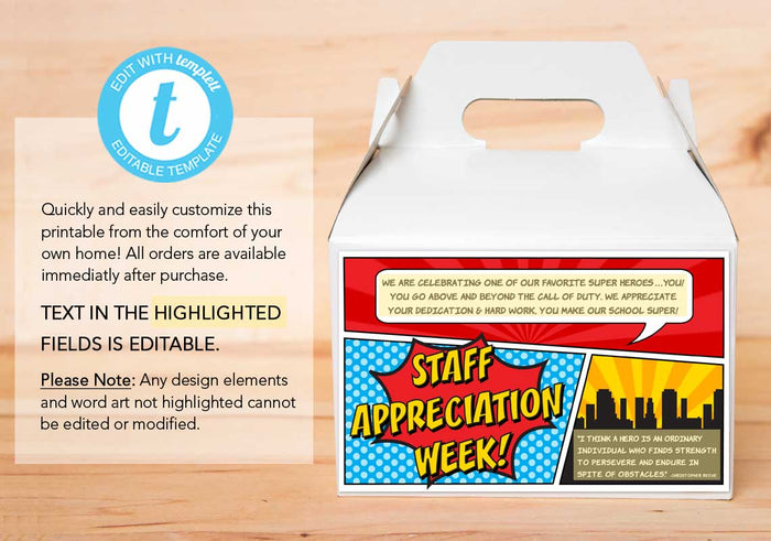 Staff Appreciation Week Gable Box Label - The Appreciation Shop