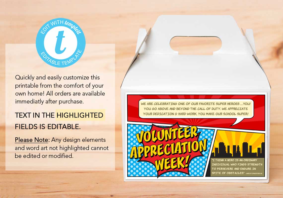 Volunteer Appreciation Week Gable Box Label - The Appreciation Shop