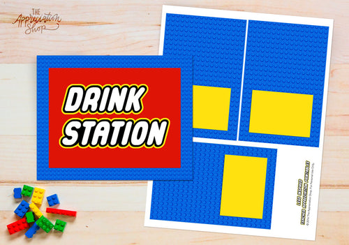 (Blue) Drink Station Sign + Labels - The Appreciation Shop