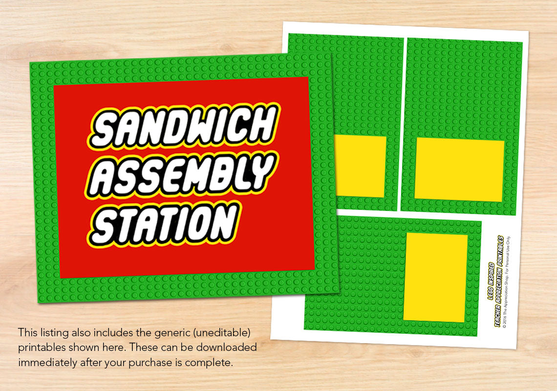 Sandwich Assembly Station Sign + Labels - The Appreciation Shop