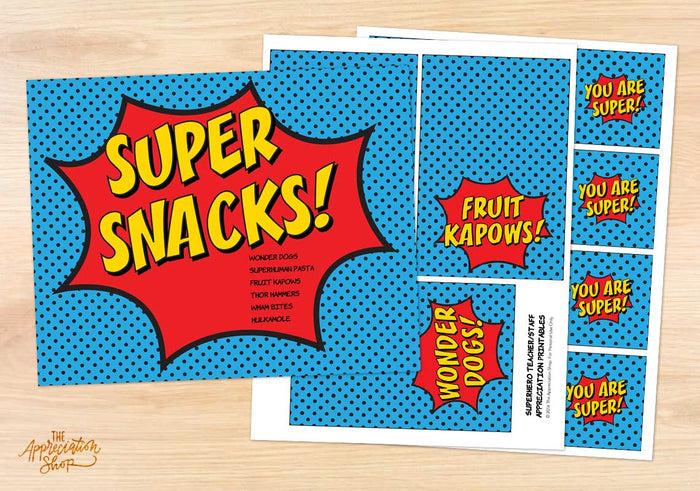 "Super Snacks" Printables - The Appreciation Shop