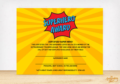 Superhero Award - The Appreciation Shop