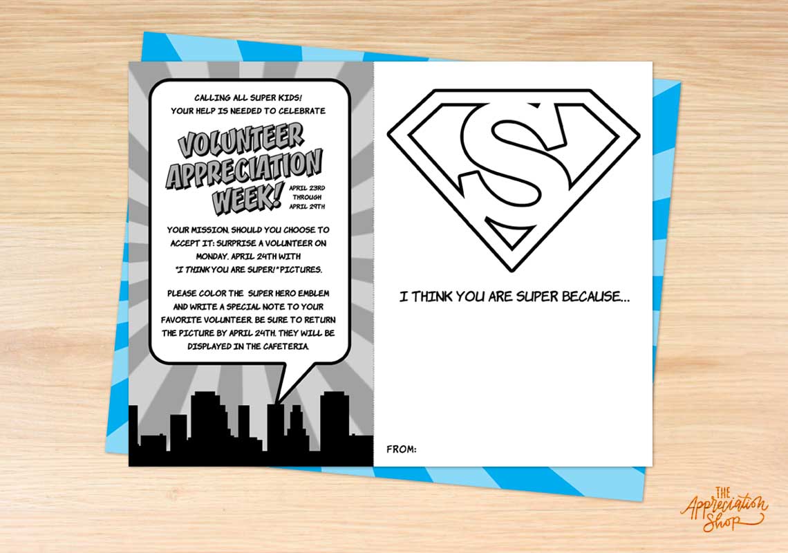 "I Think You Are Super!" Volunteer Appreciation Coloring Sheet - The Appreciation Shop