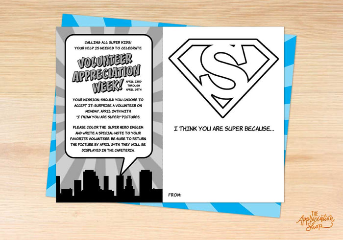 "I Think You Are Super!" Volunteer Appreciation Coloring Sheet - The Appreciation Shop