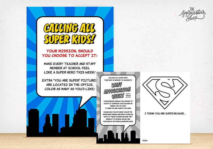 "I Think You Are Super!" Staff Appreciation Coloring Sheet and Posters - The Appreciation Shop