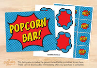 Popcorn Bar Superhero Printables - The Appreciation Shop