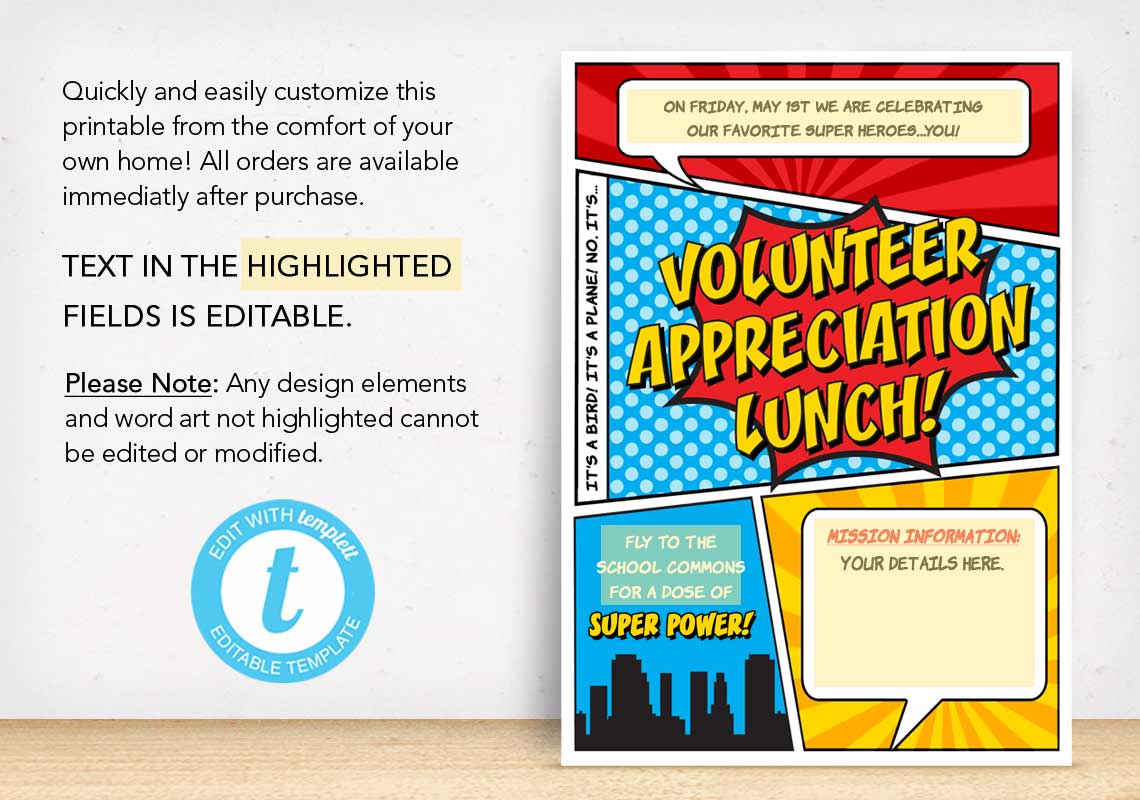 Volunteer Appreciation Lunch Poster - The Appreciation Shop
