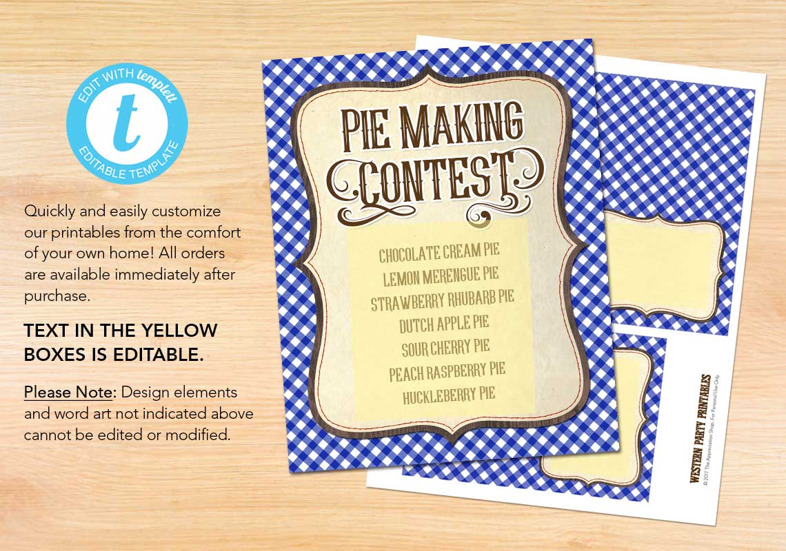 Pie Making Contest Printables - The Appreciation Shop